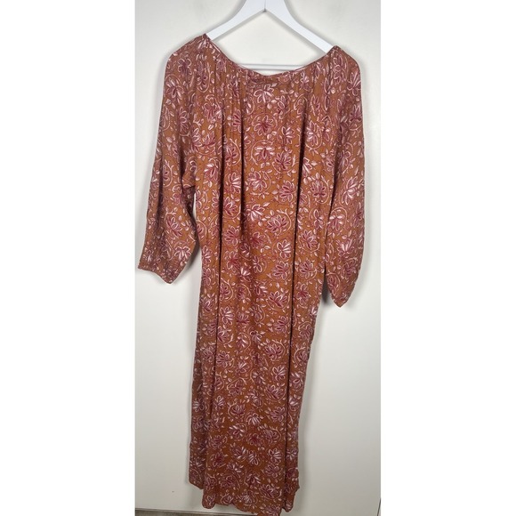 THE GREAT Medium Shoreline Coverup Floral Tan Tie-Waist Cottagecore MIDI Dress - Picture 7 of 16